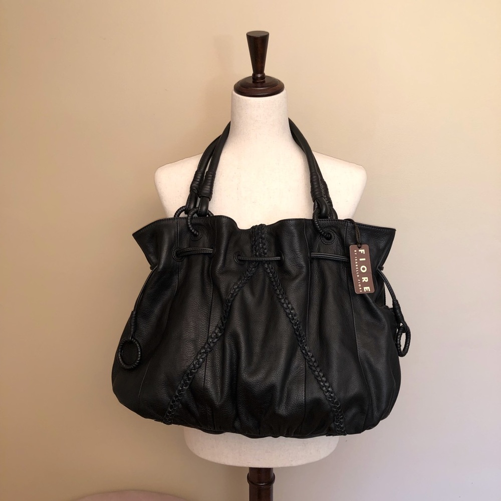 Fiore by Isabella Fiore Black Leather Braid Tote